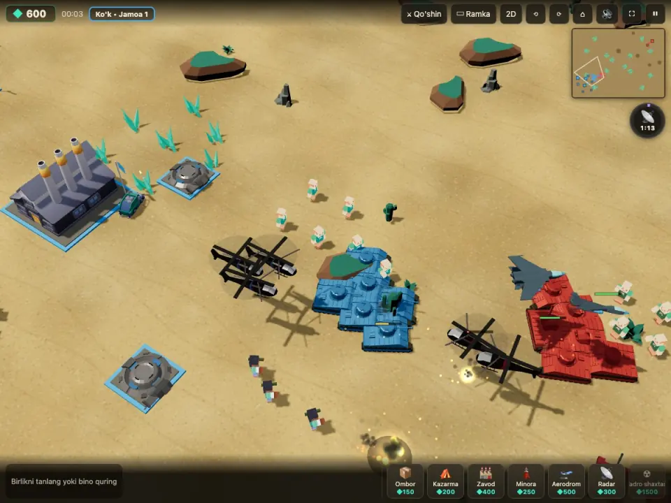 Qum Front — Cho‘lda strategiya — tank, vertolyot, baza